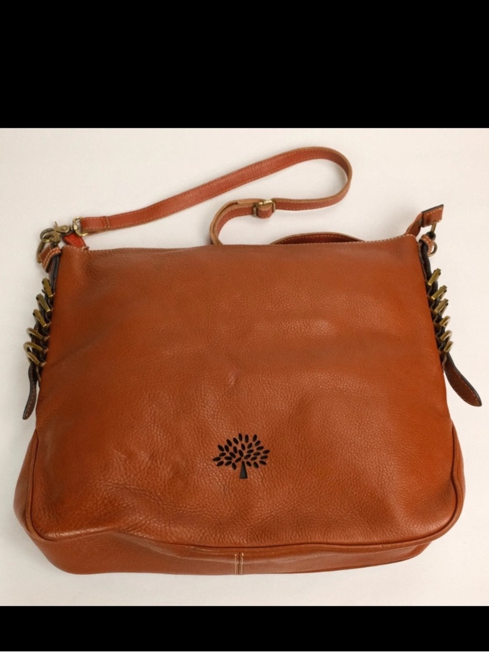 Mulberry Tan Leather Shoulder Bag with Tree Logo